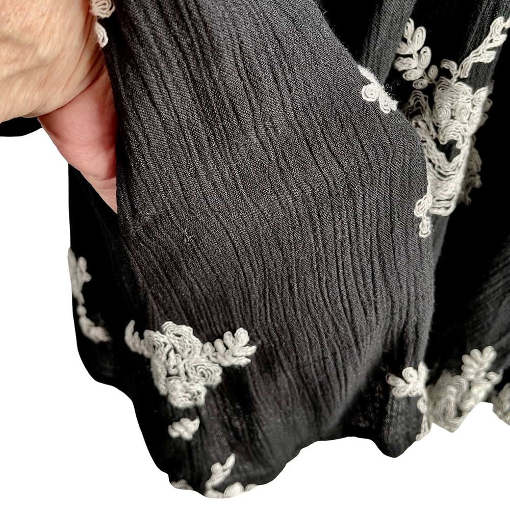 Free People Austin Emma Mini Swing Dress Floral Black White Embroidered SzXS - Picture 6 of 10